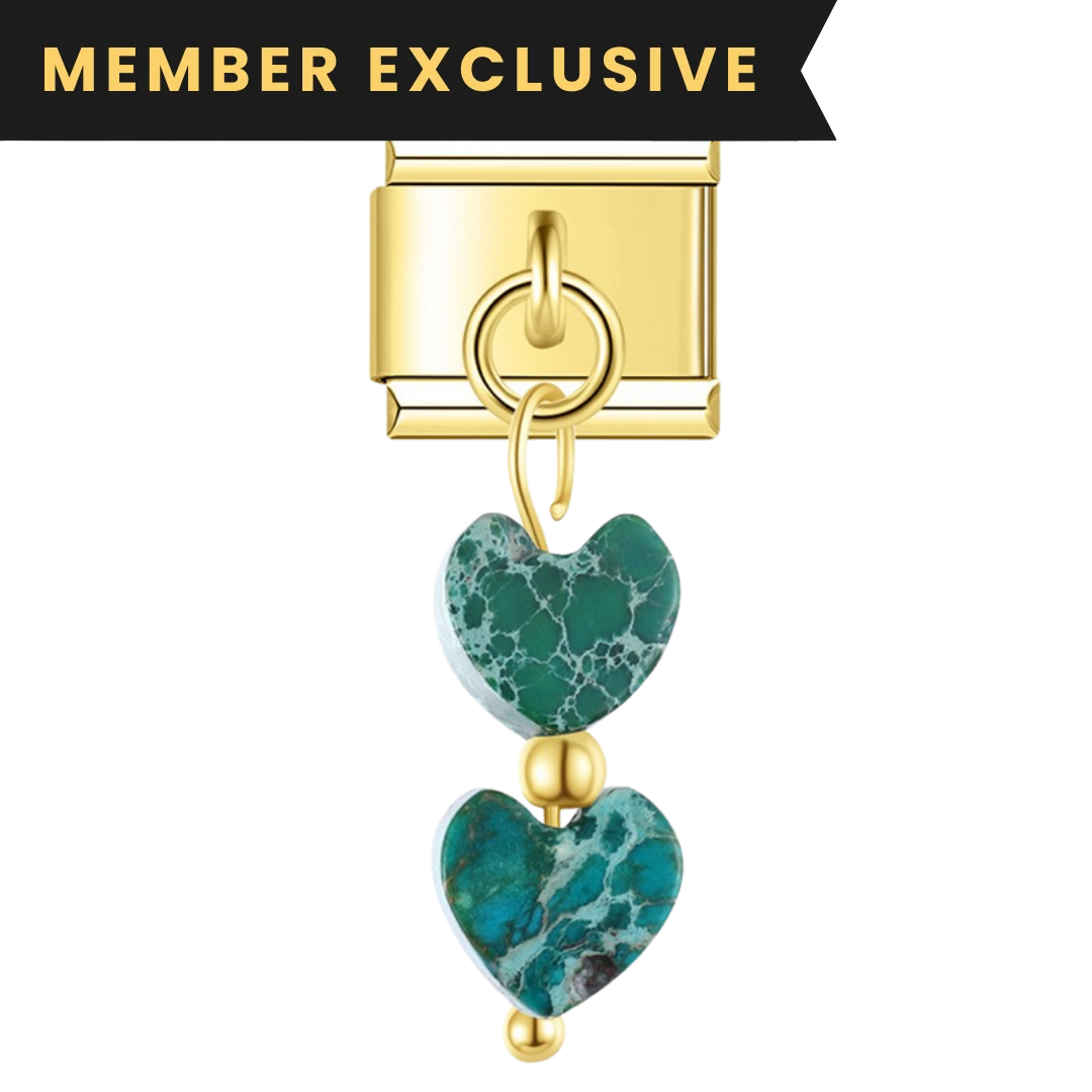 Double Emerald Heart Stone