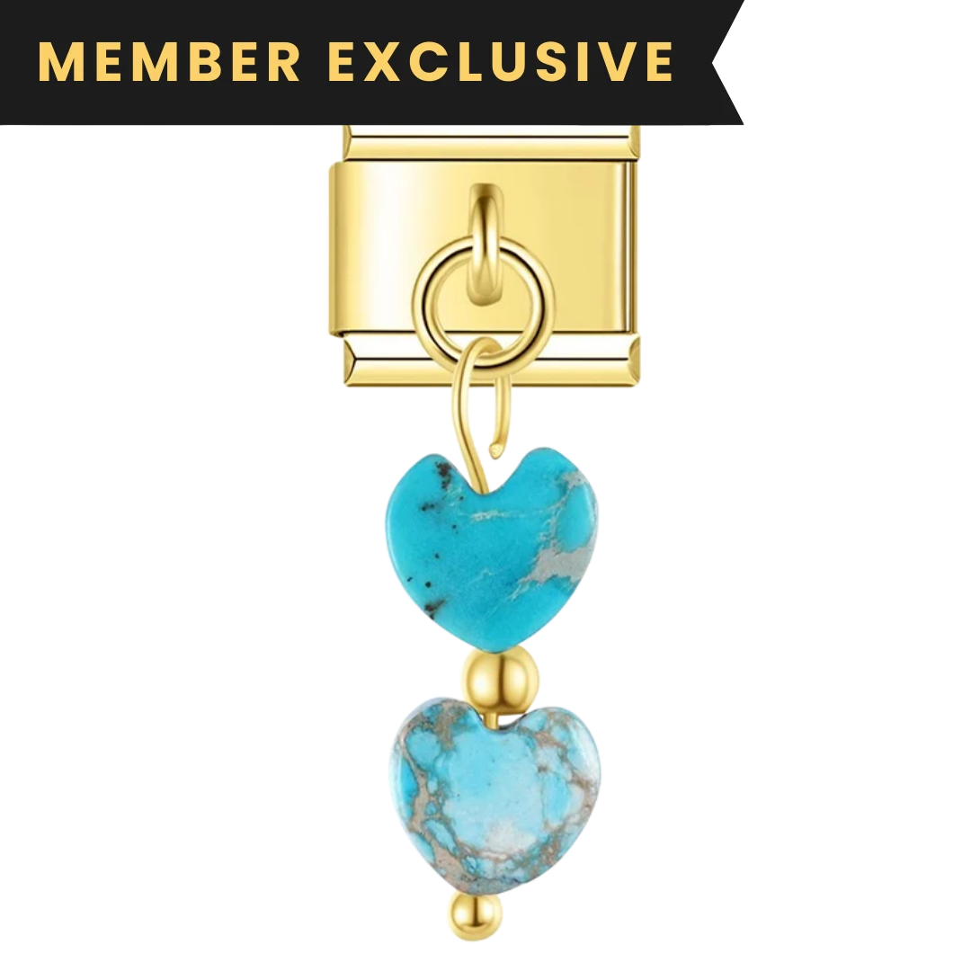Double Aquamarine Heart Stone