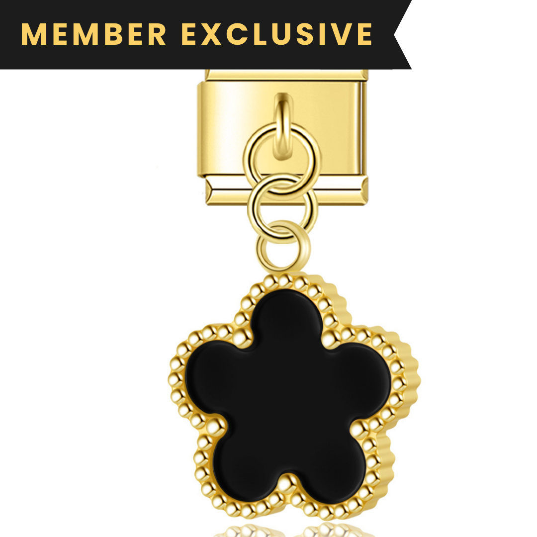 Black Flower Dangle